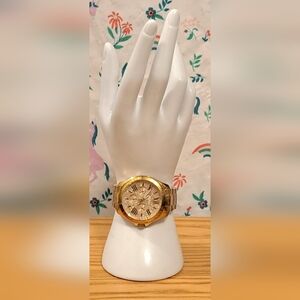 Vintage Y2K Fossil AM4604 Rose Gold Tone Casual Bling Watch Jewelry w/ Features